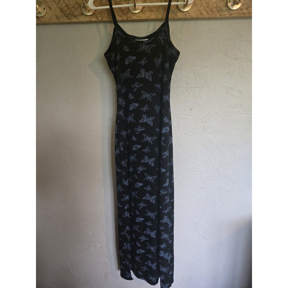 VTG Midi Strappy Dress XS S BUTTERFLY whimsigoth Fairy Y2K Side Slits Grunge